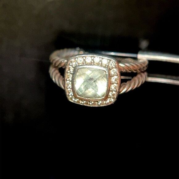 D.Y. 925 Prasiolite/Diamonds Albion Ring - Picture 3 of 12